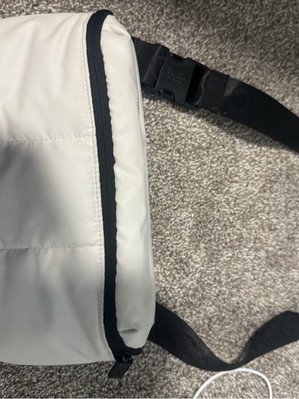 Calpak White Quilted Sling Bag with Black Accents